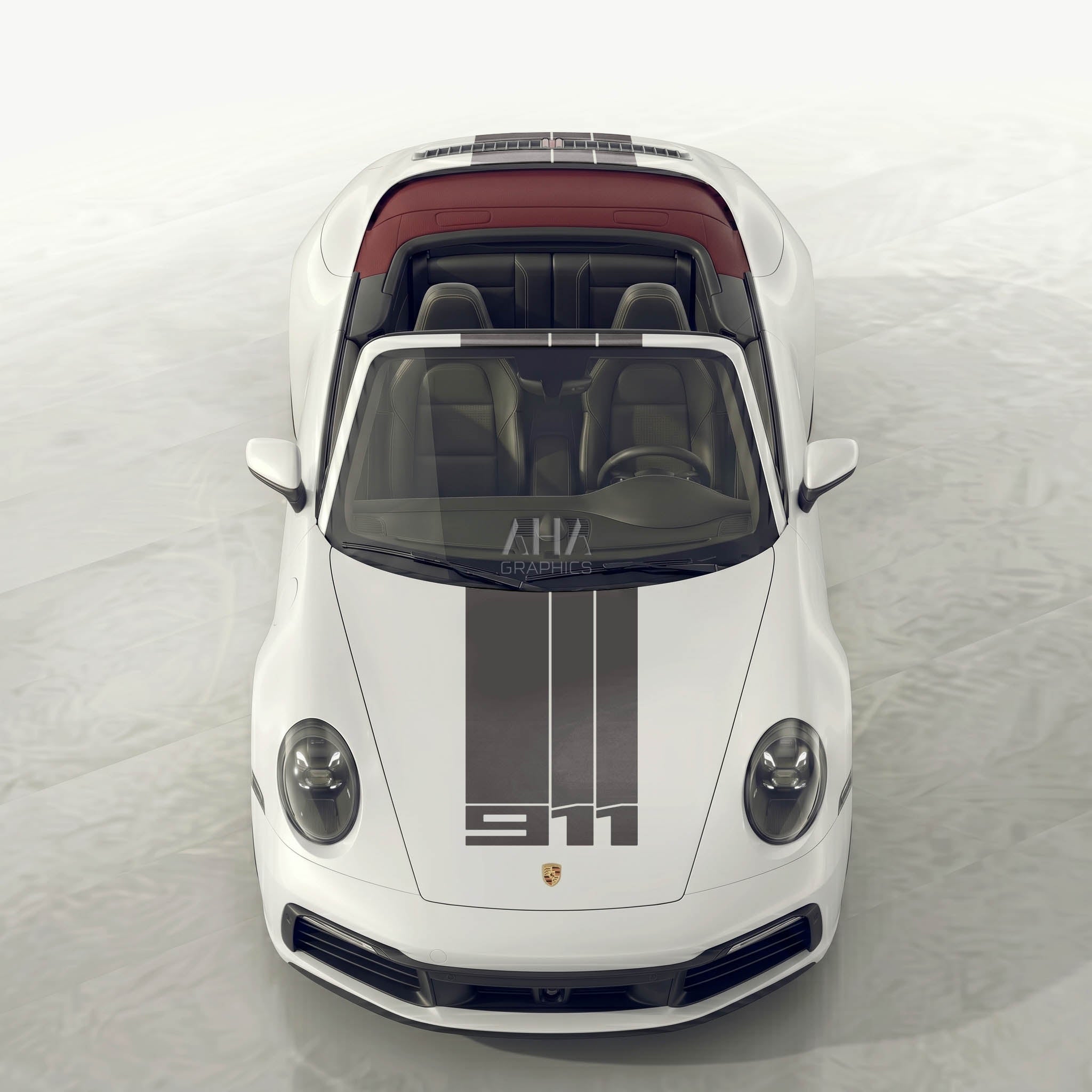992 911 Turbo S Cabriolet Center Stripes Decals