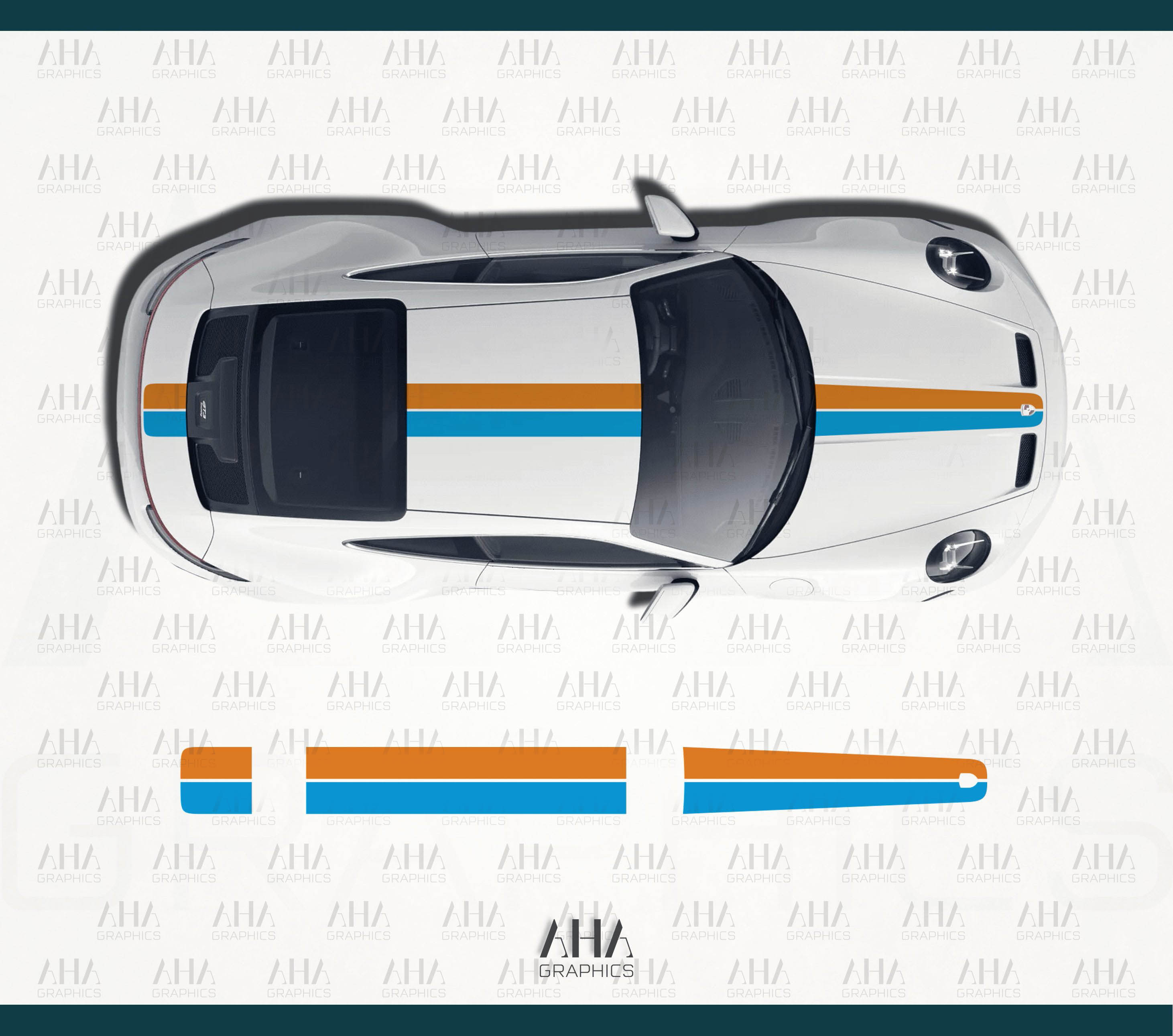 992 GT3 Touring Two Tone Center Stripes Decals