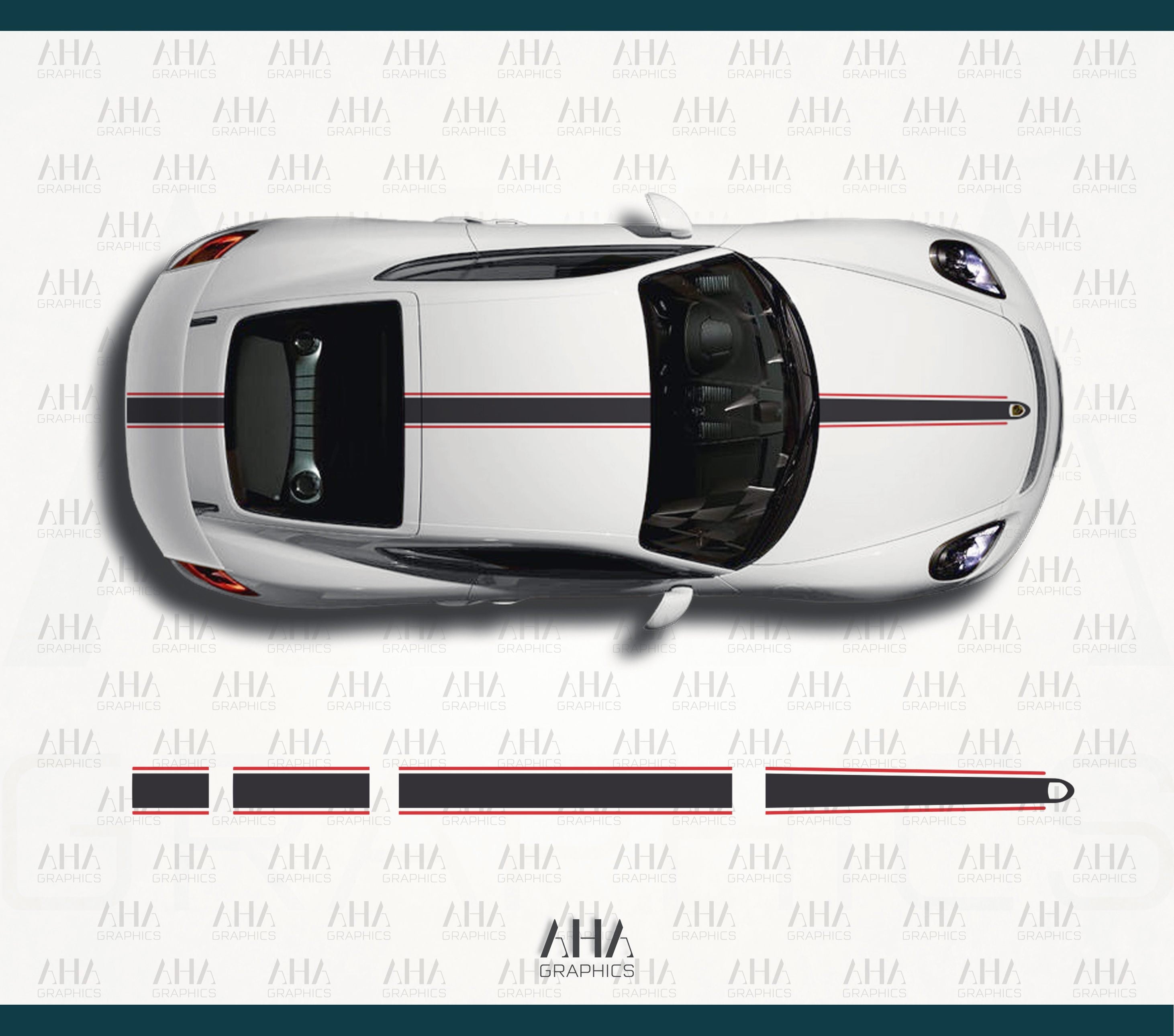 981 GT4 Cayman Center Stripes Decals