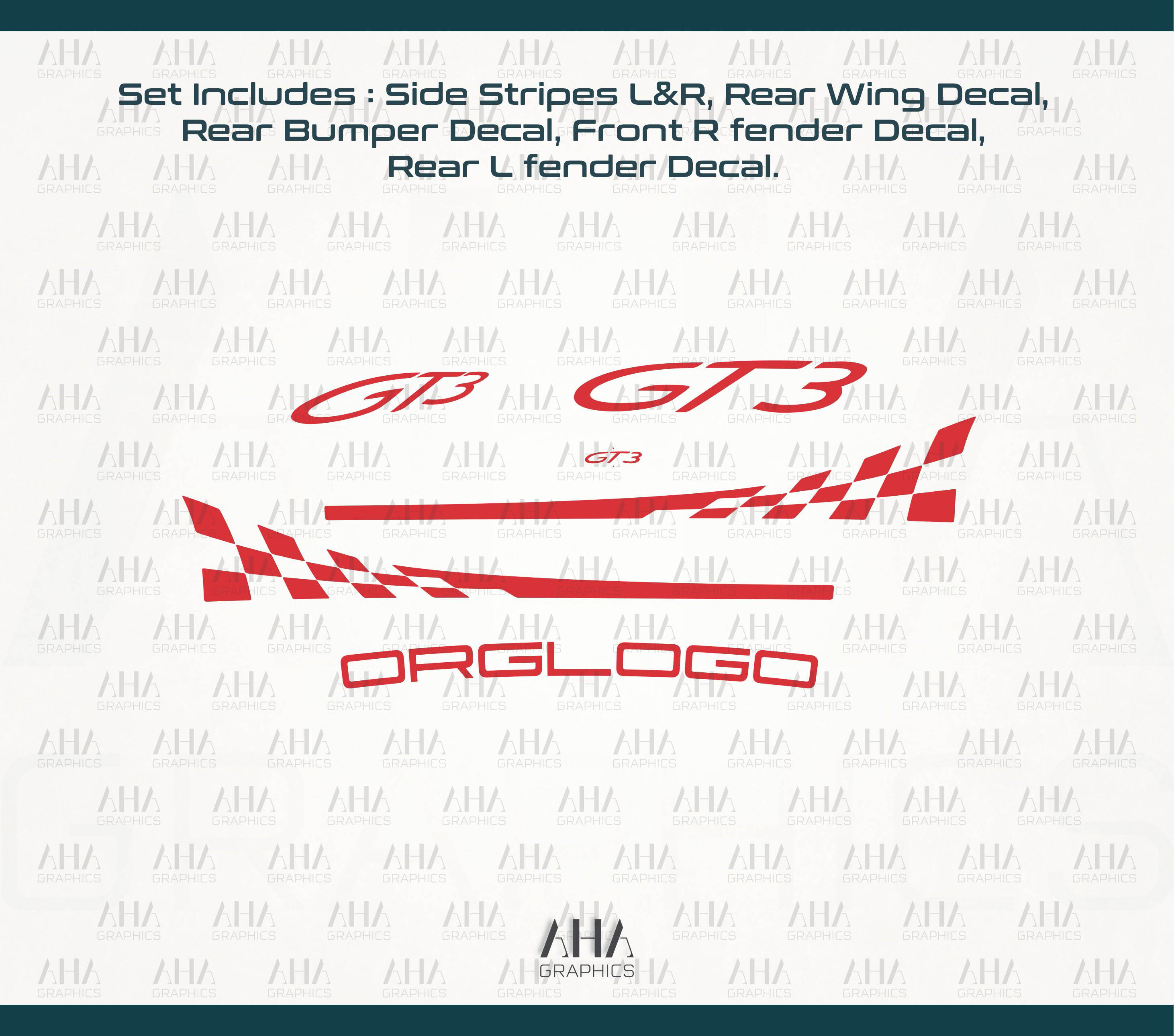 991 991.2 GT3 Checkered Side Stripes with Fenders Wing Decals