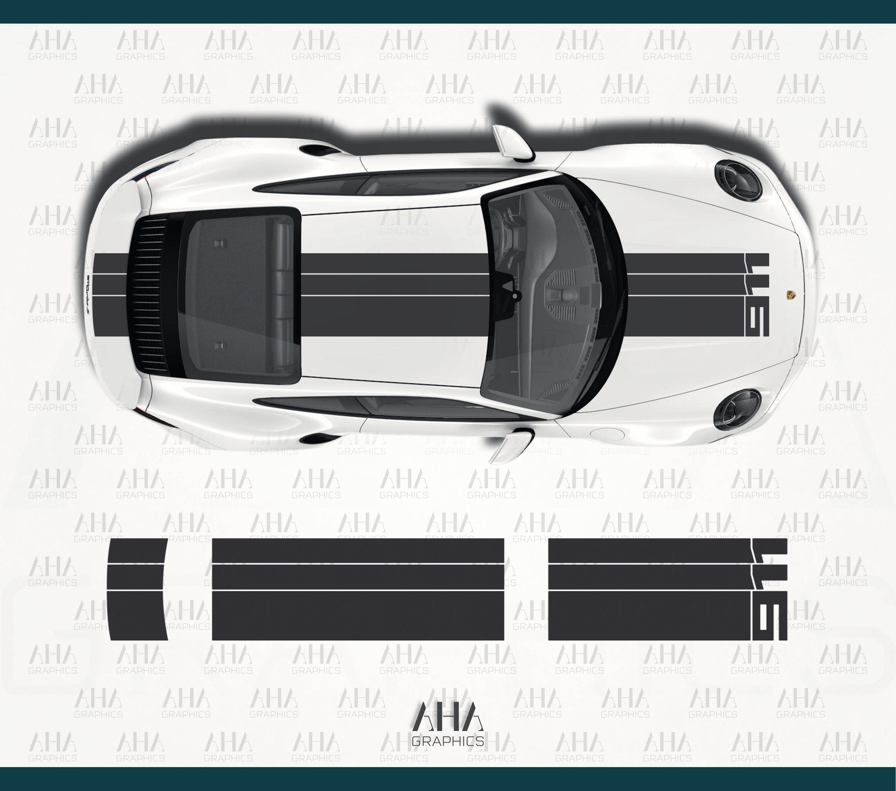 992 911 Turbo S Center Stripes Decals