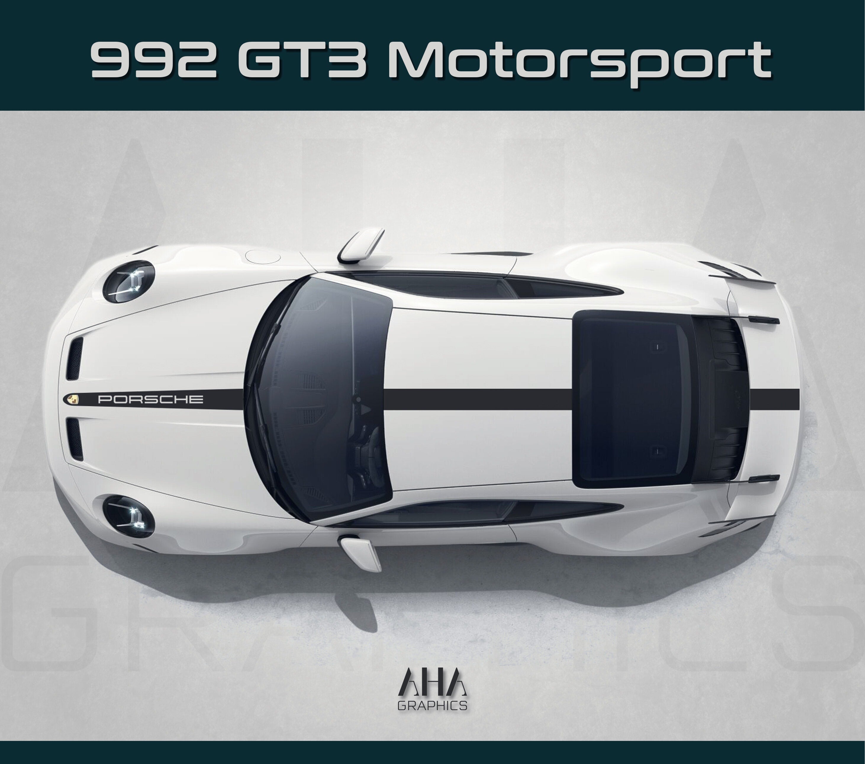 Porsche 992 GT3 Motorsport Center Stripes Decals – AHA Graphics