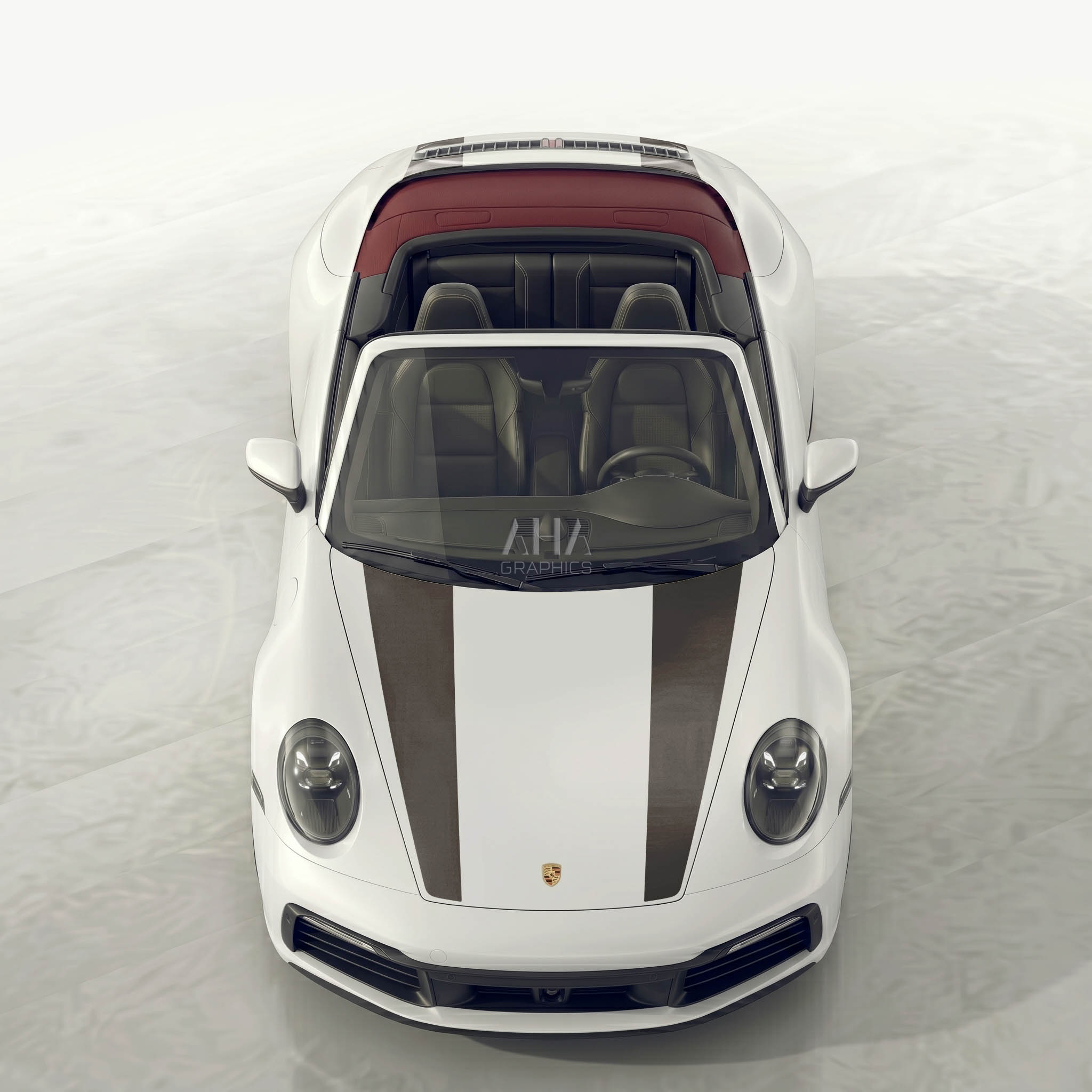 992 Cabriolet 911R Style Center Stripes Decals