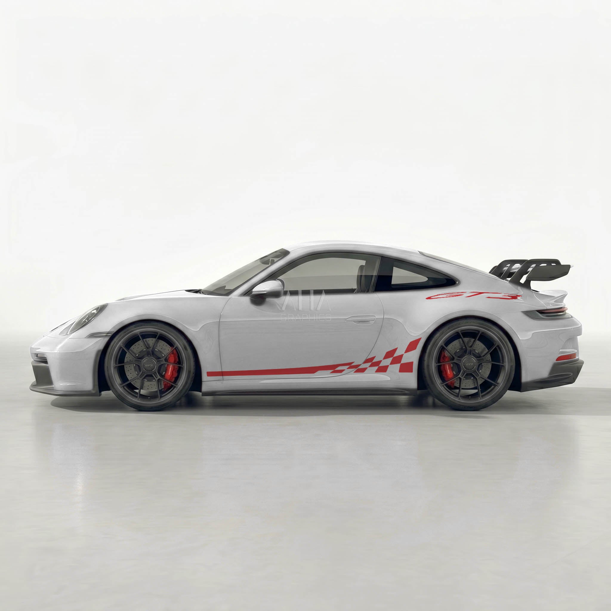 992 GT3 Checkered Side Stripes with Fenders Decals