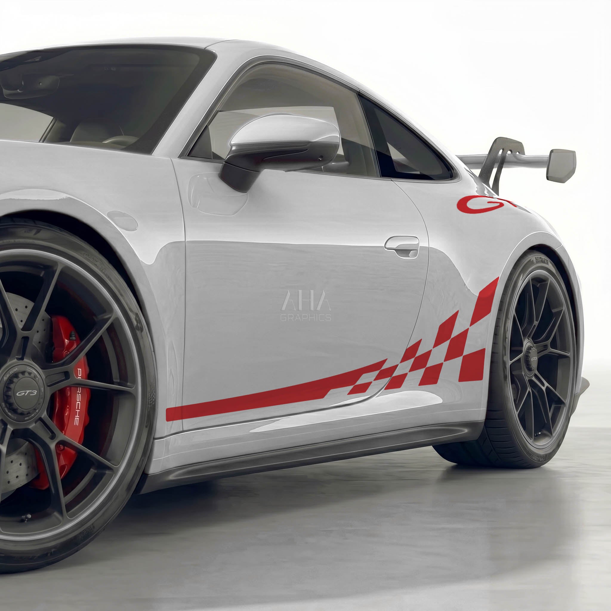 992 GT3 Checkered Side Stripes with Fenders Decals