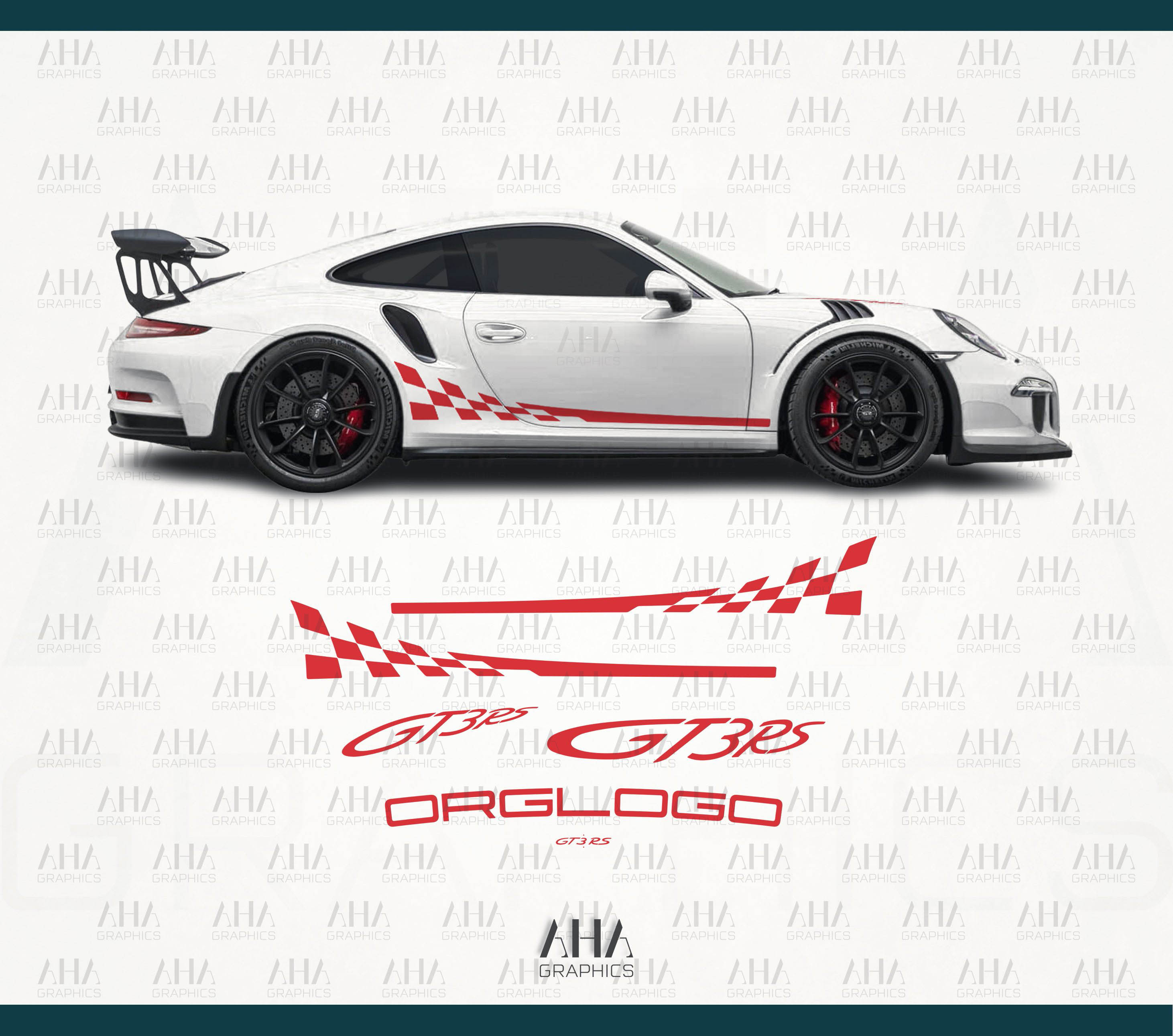 991 991.2 GT3RS Checkered Side Stripes with Fenders Wing Decals