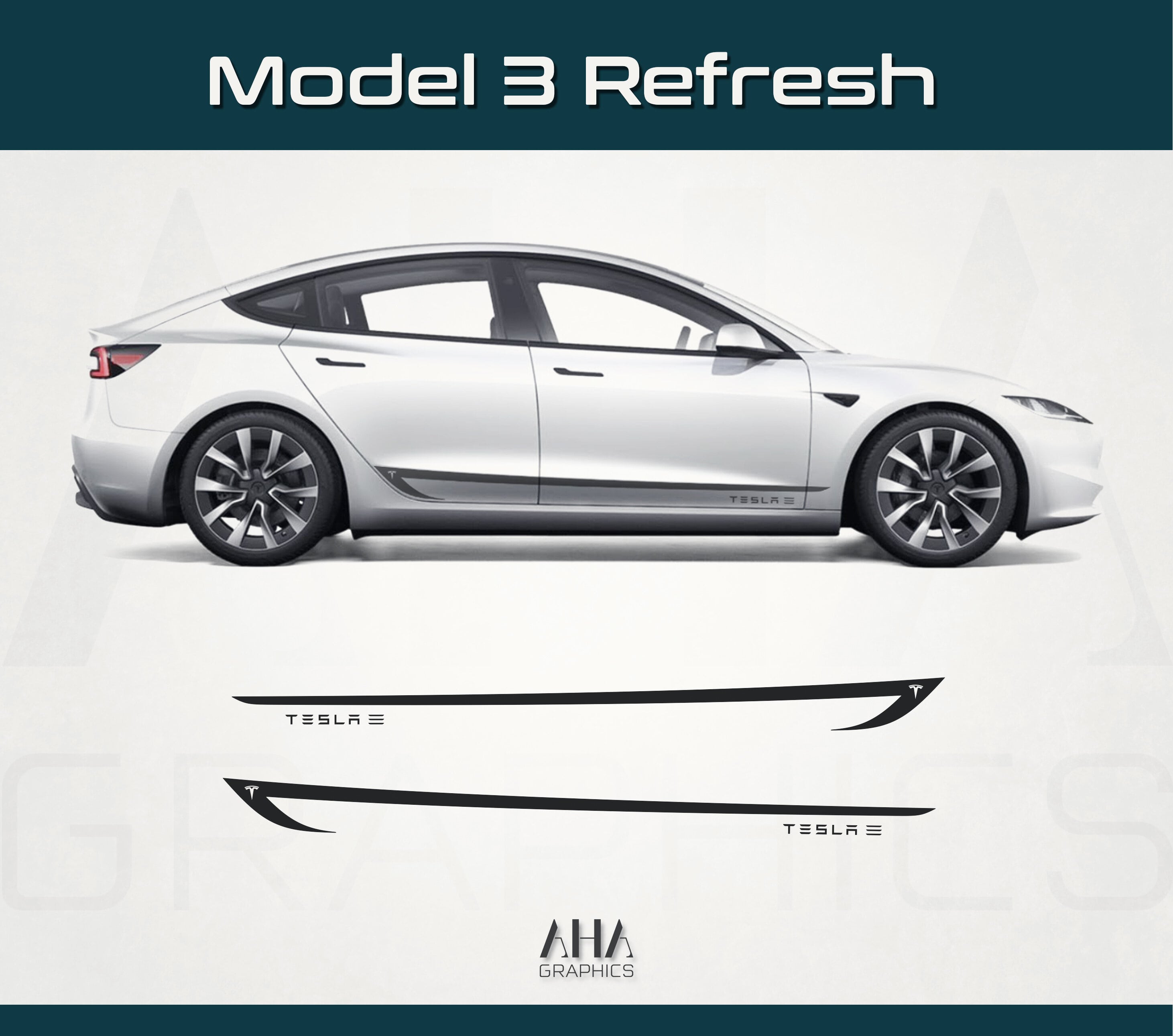 Tesla Model 3 Refresh Side Stripes Decals – AHA Graphics