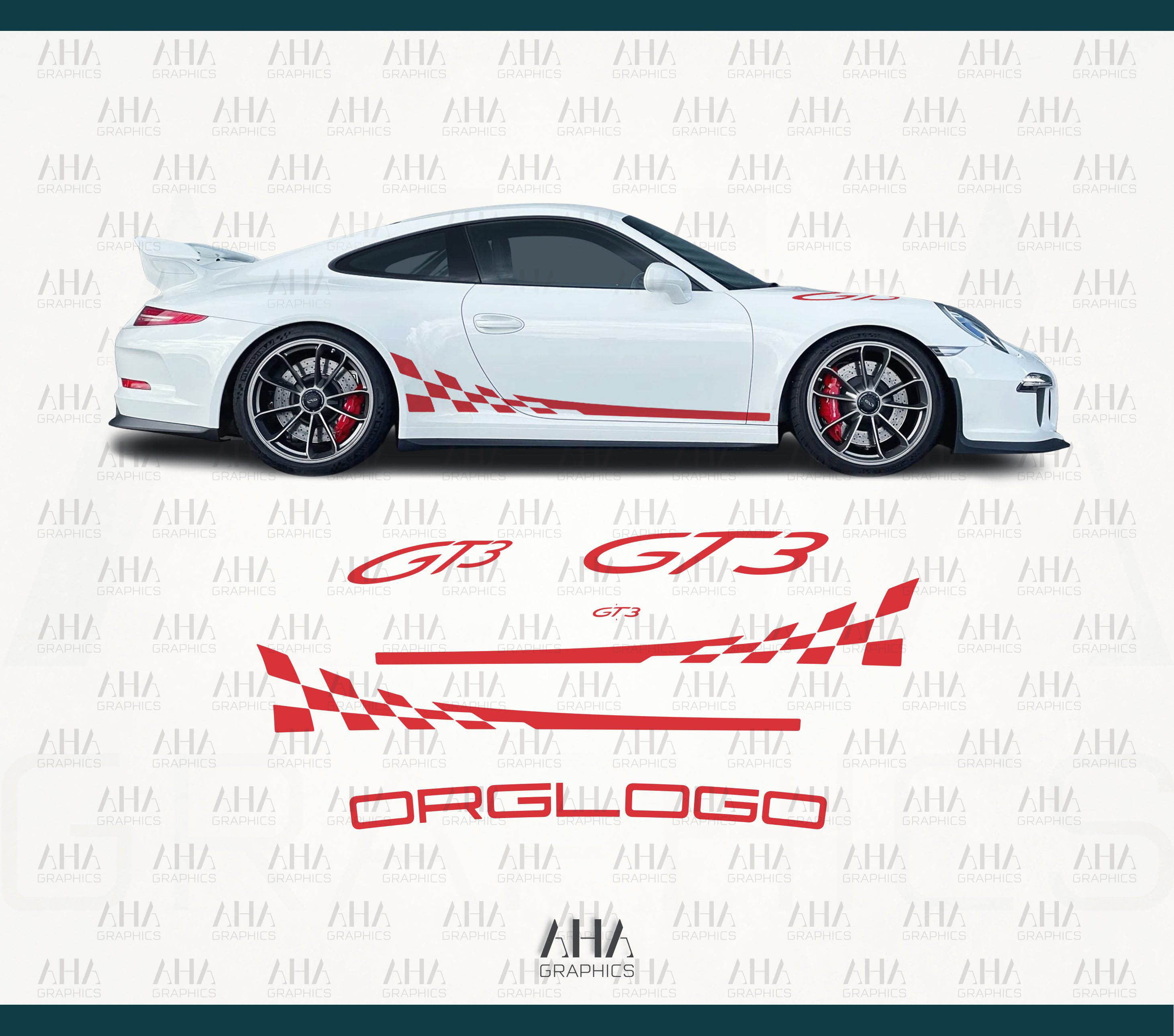 991 991.2 GT3 Checkered Side Stripes with Fenders Wing Decals