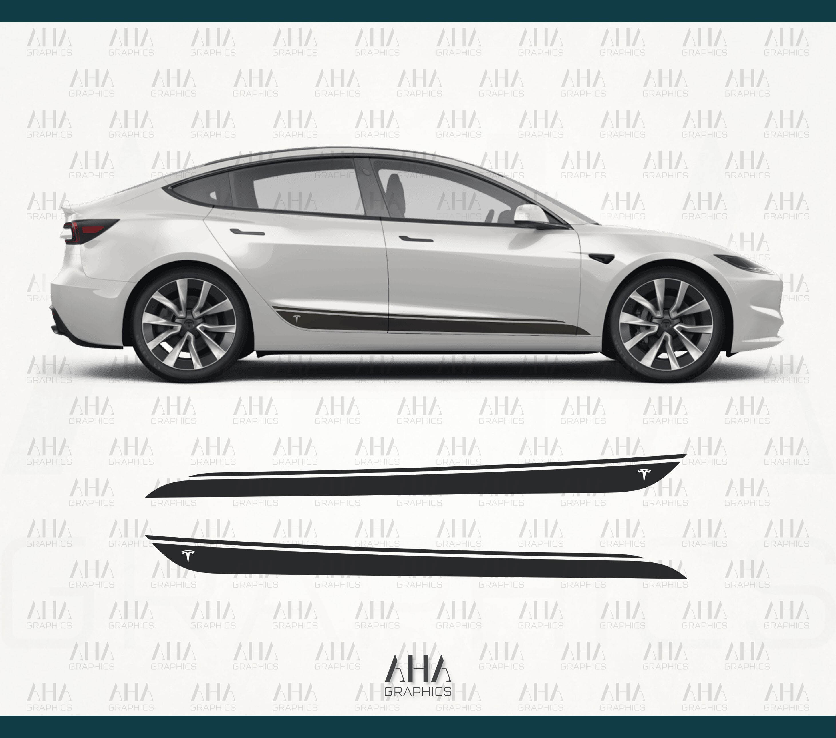 Tesla Model 3 Refresh Side Stripes Decals