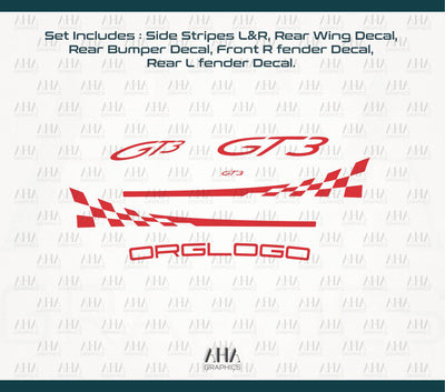991 991.2 GT3 Checkered Side Stripes with Fenders Wing Decals