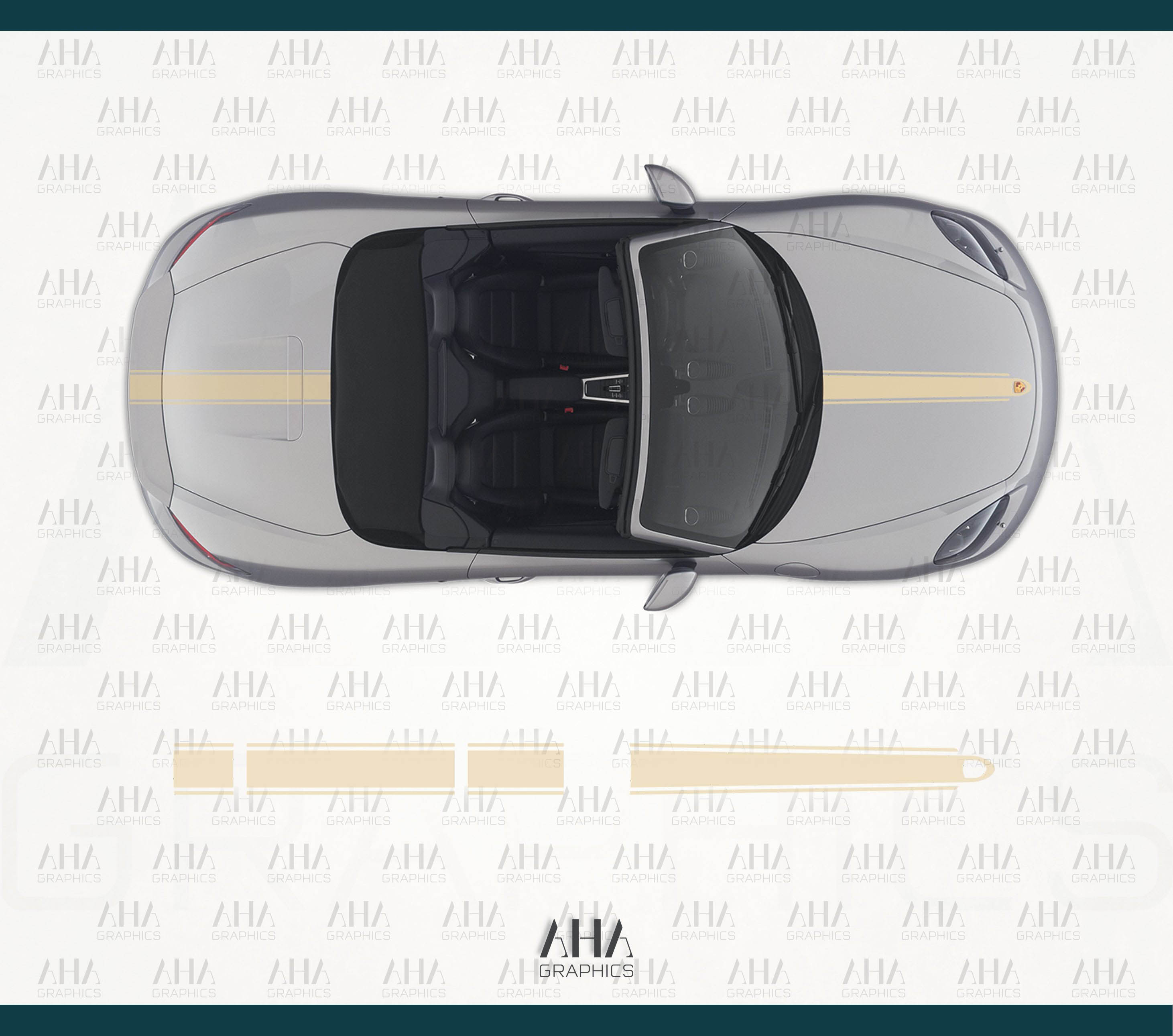 718 Boxster Center Stripes Decals