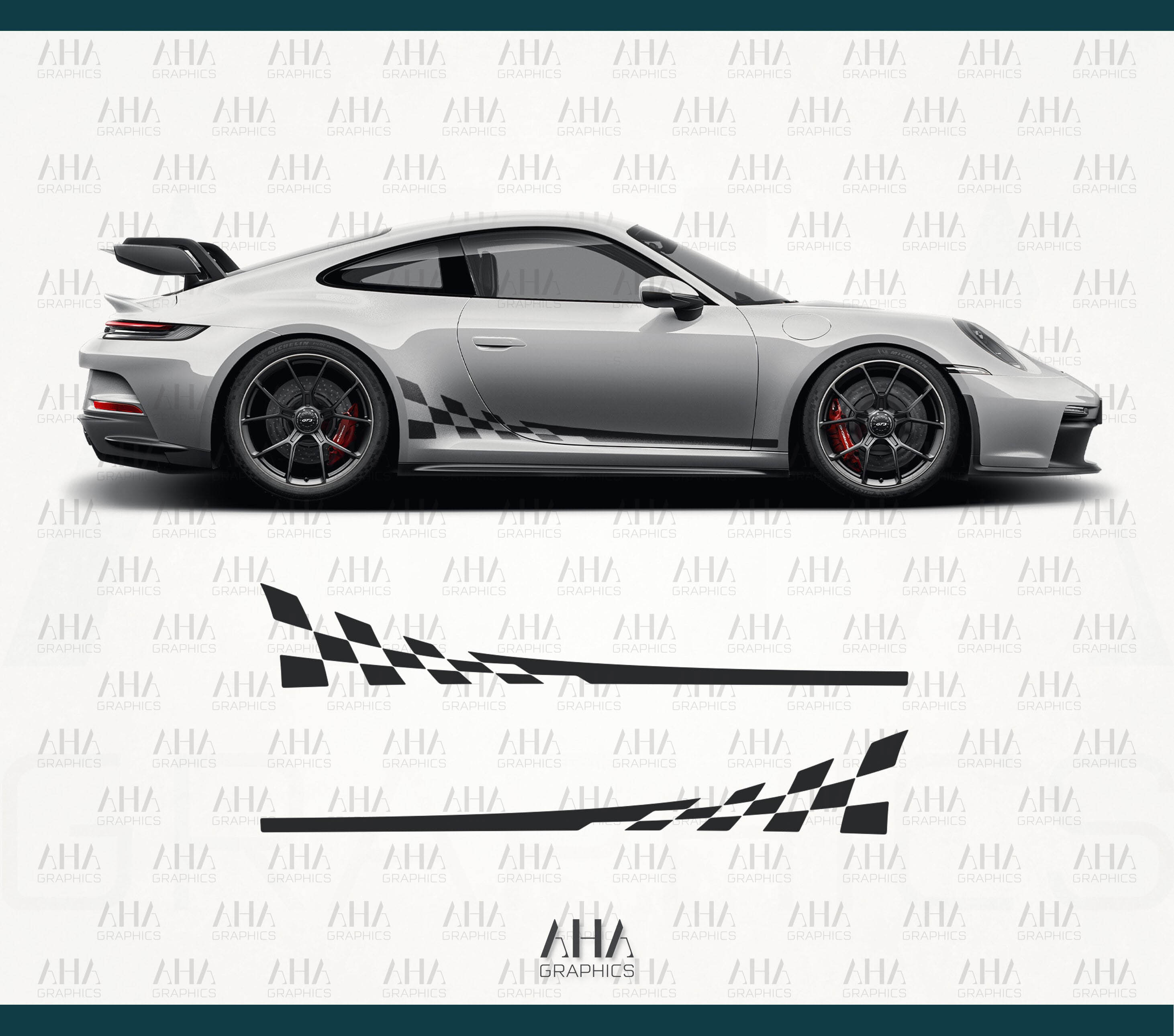 992 911  GT3 Checkered Side Stripes Decals