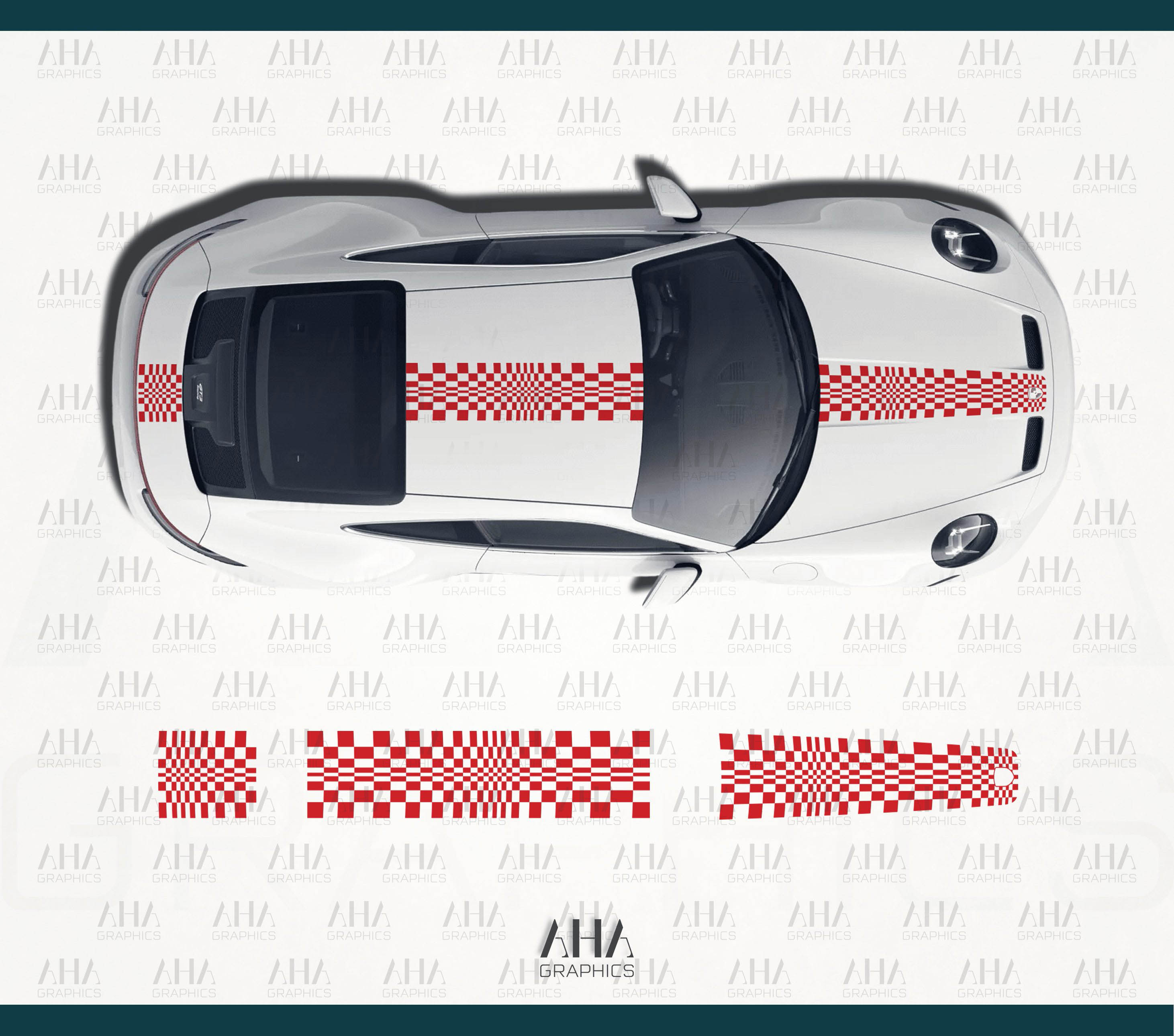 992 GT3 Touring Checkered Center Stripes Decals