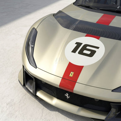 Ferrari 812 Competizione A Center Stripes Decals With Number