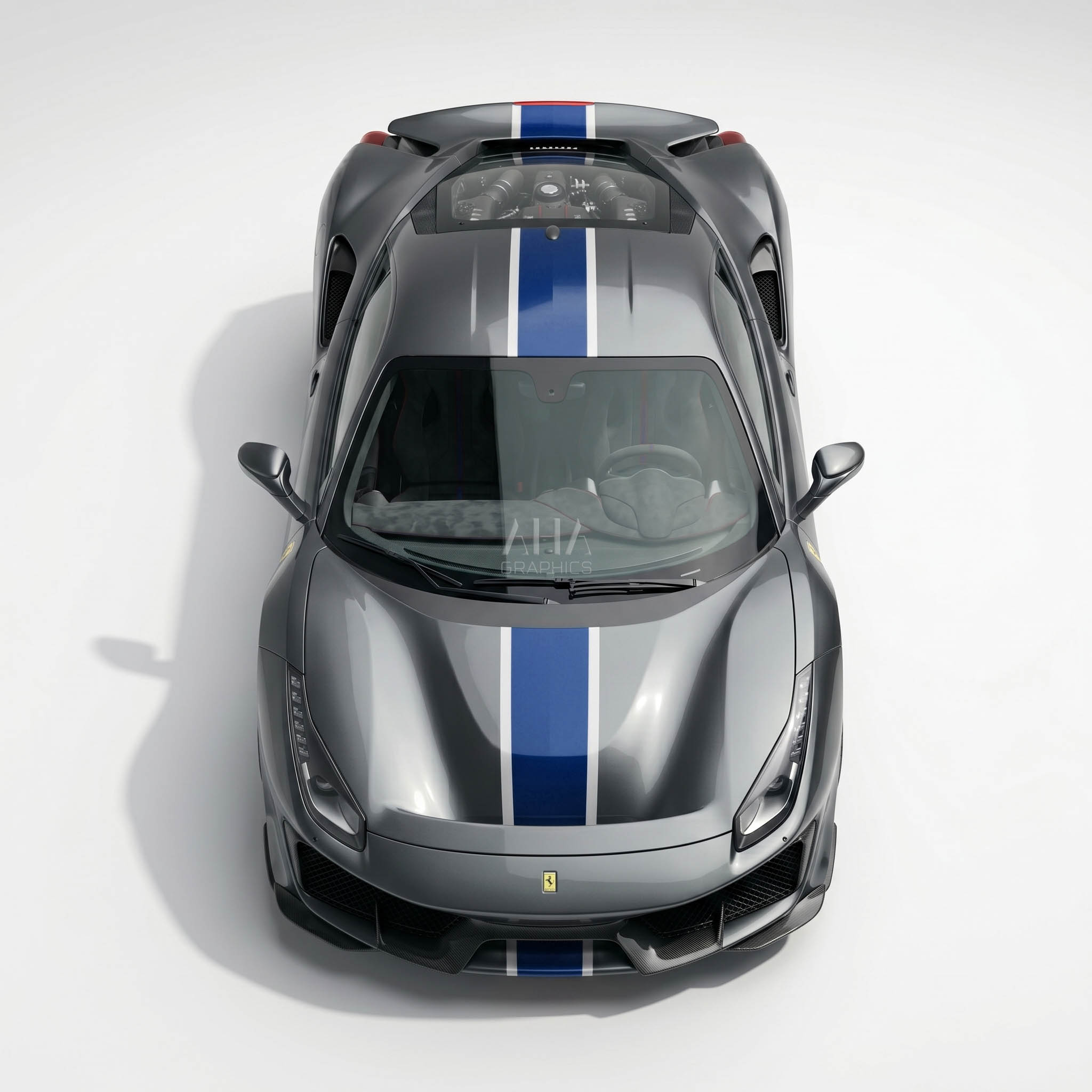 Ferrari 488 Pista Center Stripes Decals