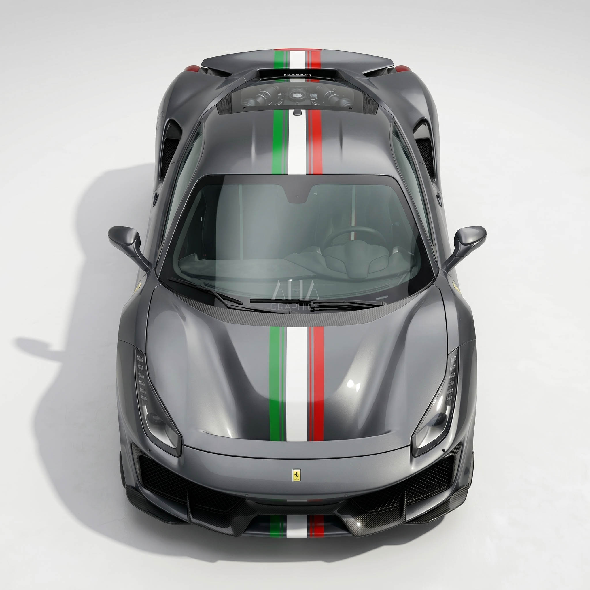 Ferrari 488 Pista Italian Center Stripes Decals