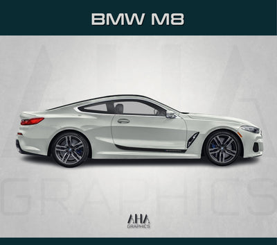 Side Stripes Decals for BMW M8 8 Decals M Power M Performance Side Graphics