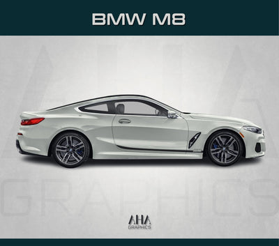 Side Stripes Decals for BMW M8 8 Series M Power M Performance Side Graphics